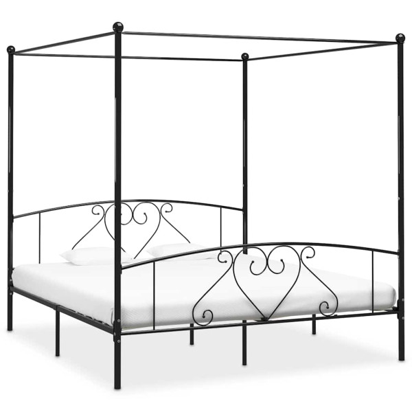 Rama łóżka Czarny 209 x 187.5 x 198 cm Metal vidaXL, 10153001