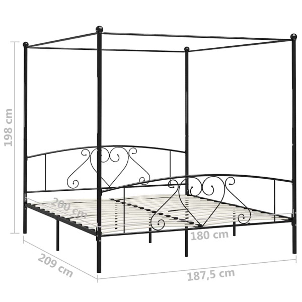 Rama łóżka Czarny 209 x 187.5 x 198 cm Metal vidaXL, 10153005