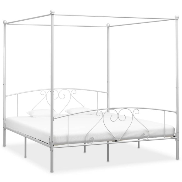 Rama łóżka Biały 209 x 187.5 x 198 cm Metal vidaXL, 10153013
