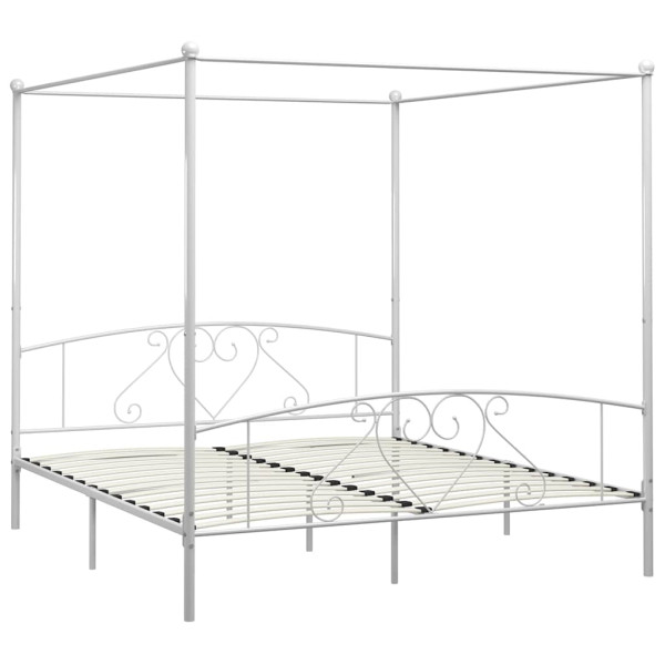 Rama łóżka Biały 209 x 187.5 x 198 cm Metal vidaXL, 10153014