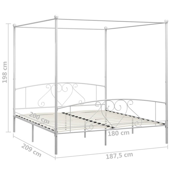 Rama łóżka Biały 209 x 187.5 x 198 cm Metal vidaXL, 10153017