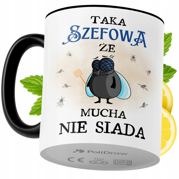 Kubek Dla Szefowej na Prezent z Nadrukiem ze Zdjęciem 330 ml Czarny, 10154787