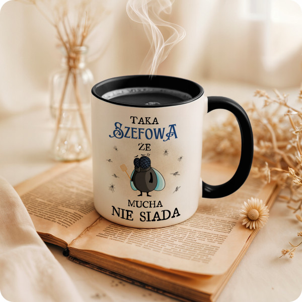 Kubek Dla Szefowej na Prezent z Nadrukiem ze Zdjęciem 330 ml Czarny, 10154788