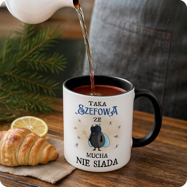 Kubek Dla Szefowej na Prezent z Nadrukiem ze Zdjęciem 330 ml Czarny, 10154789
