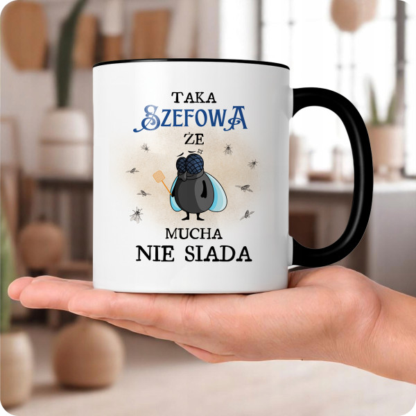 Kubek Dla Szefowej na Prezent z Nadrukiem ze Zdjęciem 330 ml Czarny, 10154791