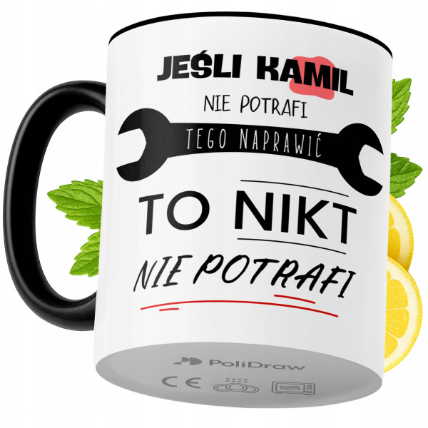 Kubek Dla Kamila na Prezent z Nadrukiem ze Zdjęciem 330 ml Czarny, 10158267