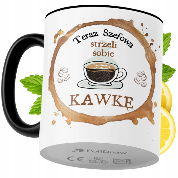 Kubek Dla Szefowej na Prezent z Nadrukiem ze Zdjęciem 330 ml Czarny, 10160592