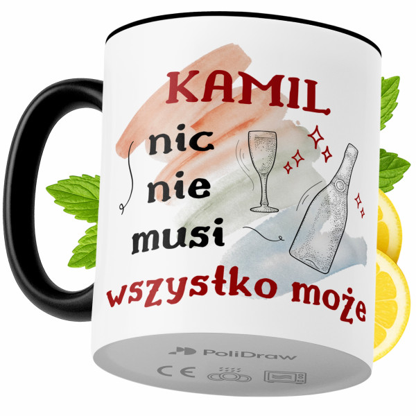 Kubek Dla Kamila na Prezent z Nadrukiem ze Zdjęciem 330 ml Czarny, 10164252