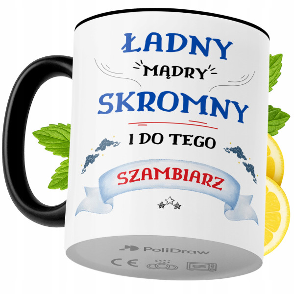Kubek Dla Szambiarza na Prezent z Nadrukiem ze Zdjęciem 330 ml Czarny, 10166702
