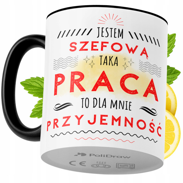 Kubek Dla Szefowej na Prezent z Nadrukiem ze Zdjęciem 330 ml Czarny, 10168037