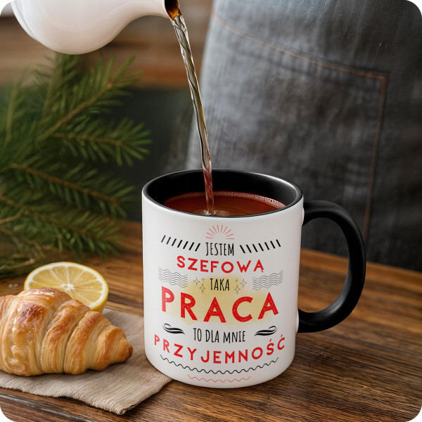 Kubek Dla Szefowej na Prezent z Nadrukiem ze Zdjęciem 330 ml Czarny, 10168039