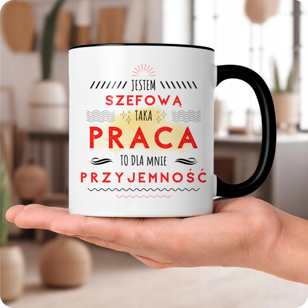 Kubek Dla Szefowej na Prezent z Nadrukiem ze Zdjęciem 330 ml Czarny, 10168041