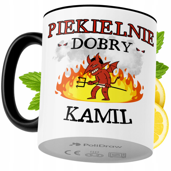 Kubek Dla Kamila na Prezent z Nadrukiem ze Zdjęciem 330 ml Czarny, 10169472