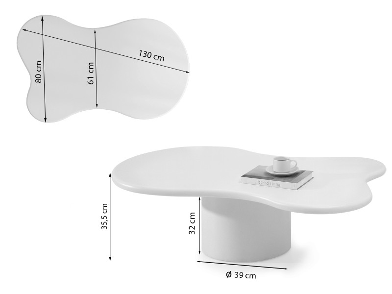 Designerski stolik kawowy o nieregularnym kształcie kremowy NIVARA, 10179593