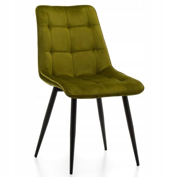 Krzesło tapicerowane welurowe CHIC velvet aksamit oliwkowy, 1021368
