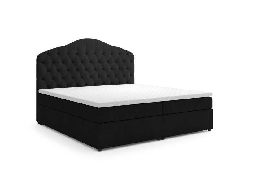 Ropez Mallorca 200x200 łóżko z topperem i pojemnikami czarny, 1021574