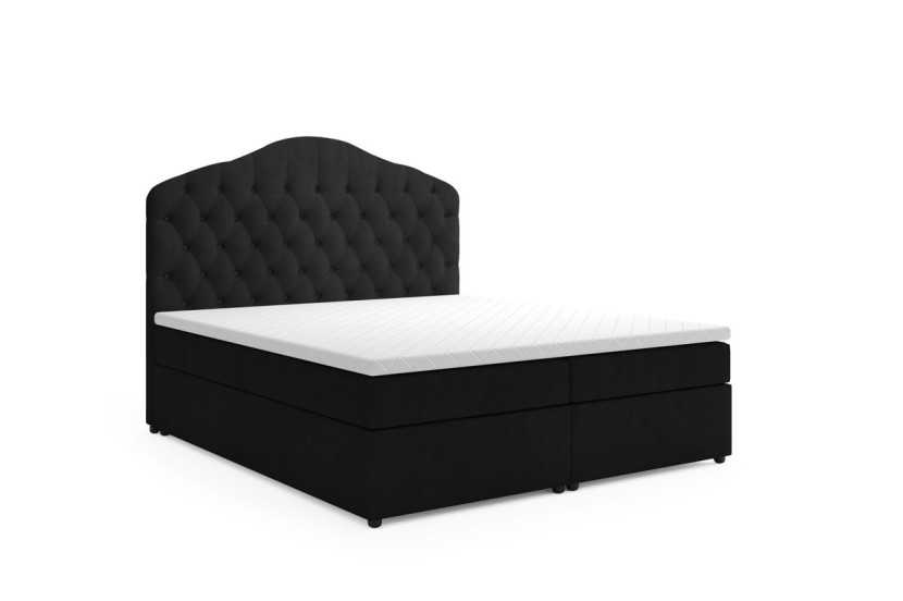 Ropez Mallorca 180x200 łóżko z topperem i pojemnikami czarny, 1021596