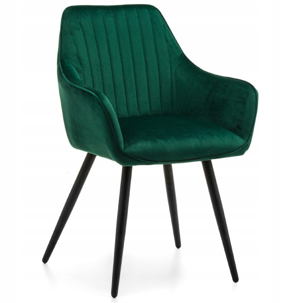 Krzesło tapicerowane pikowane welurowe PASSO zielone, 1029381