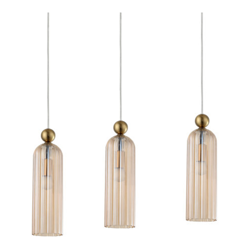 Lampa wisząca Piega 3-punktowa szklana bursztynowa, 1029638