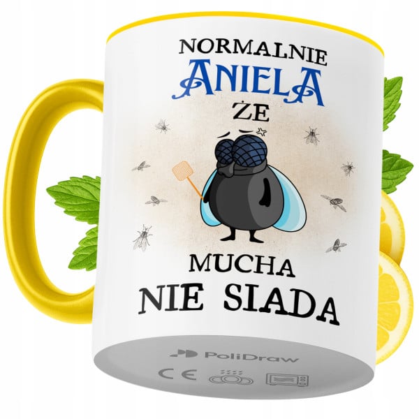 Kubek Dla Anieli na Prezent z Nadrukiem ze Zdjęciem 330 ml Żółty, 10298778