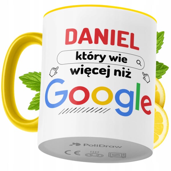 Kubek Dla Daniela na Prezent z Nadrukiem ze Zdjęciem 330 ml Żółty, 10300348