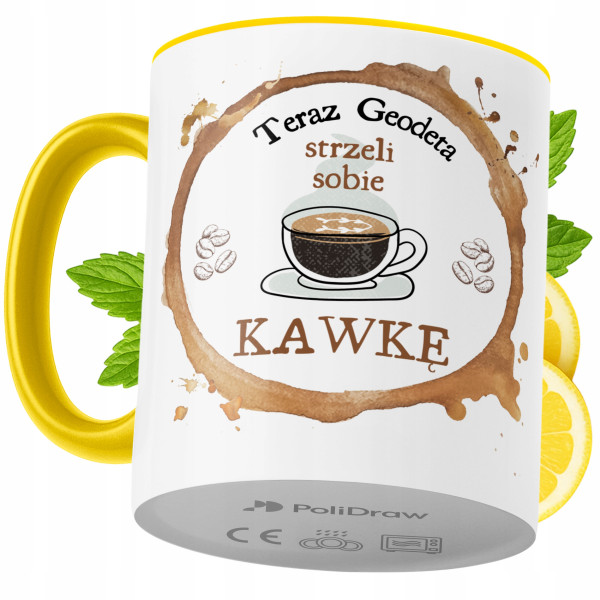 Kubek Dla Geodety na Prezent z Nadrukiem ze Zdjęciem 330 ml Żółty, 10308679