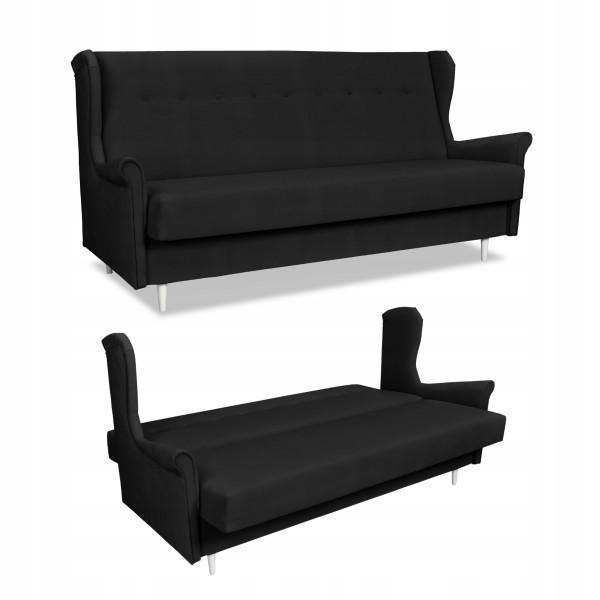 Wersalka sofa uszak kanapa rozkładana Ari czarna, 1030916