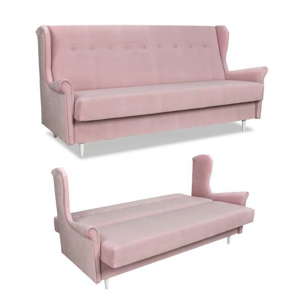 Wersalka sofa uszak kanapa rozkładana Ari różowa, 1031327