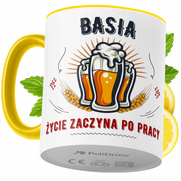 Kubek Dla Basi na Prezent z Nadrukiem ze Zdjęciem 330 ml Żółty, 10329603