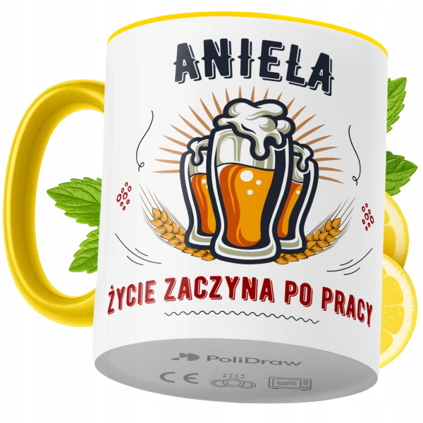 Kubek Dla Anieli na Prezent z Nadrukiem ze Zdjęciem 330 ml Żółty, 10330733