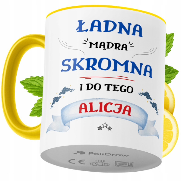 Kubek Dla Alicji na Prezent z Nadrukiem ze Zdjęciem 330 ml Żółty, 10346083