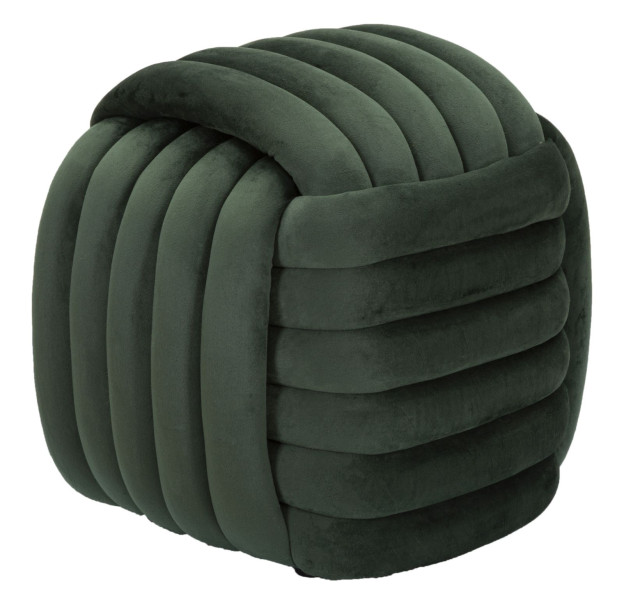 Puf pleciony z weluru w kolorze zielonym 45x45x45 cm, 10377262