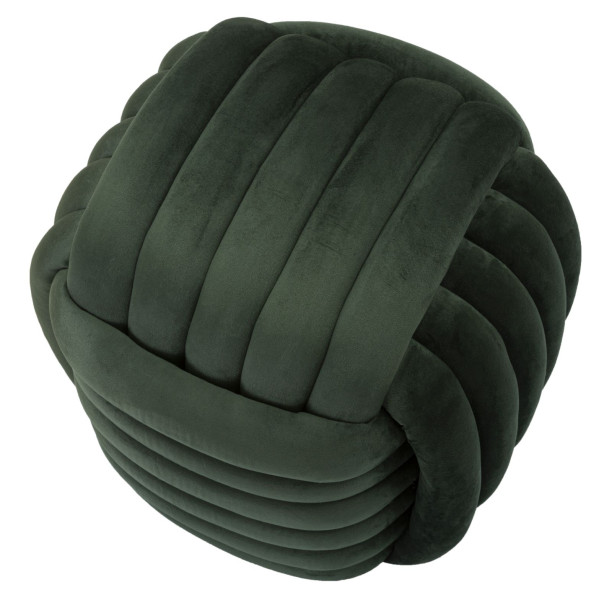 Puf pleciony z weluru w kolorze zielonym 45x45x45 cm, 10377263