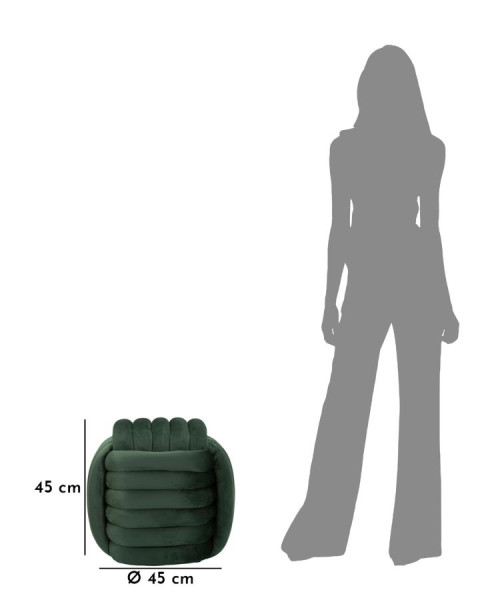 Puf pleciony z weluru w kolorze zielonym 45x45x45 cm, 10377266