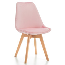 Krzesło skandynawskie z poduszką DUBLIN różowy welur