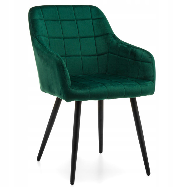 Krzesło tapicerowane ORTE zielony welur do salonu jadalni, 1038217