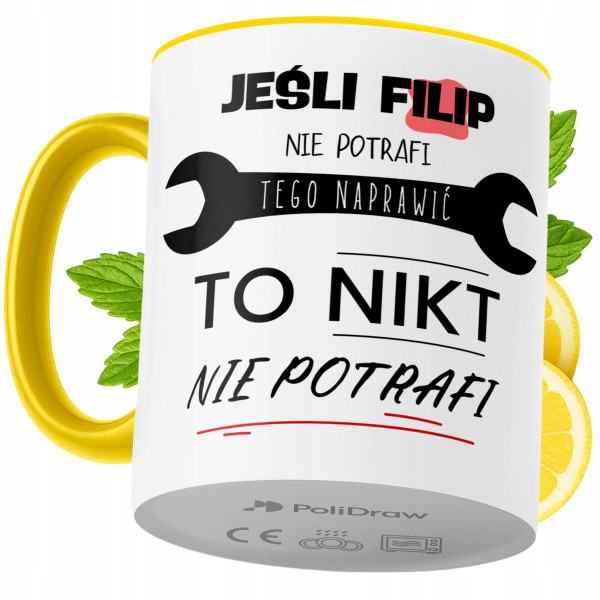 Kubek Dla Filipa na Prezent z Nadrukiem ze Zdjęciem 330 ml Żółty, 10407758
