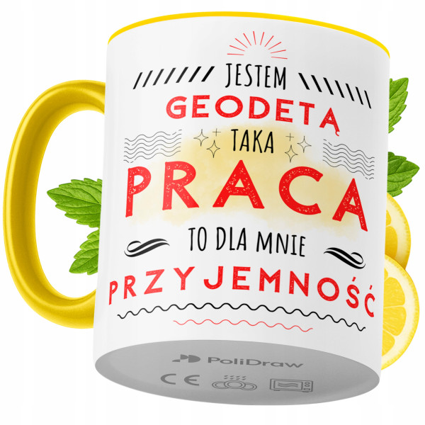 Kubek Dla Geodety na Prezent z Nadrukiem ze Zdjęciem 330 ml Żółty, 10411398