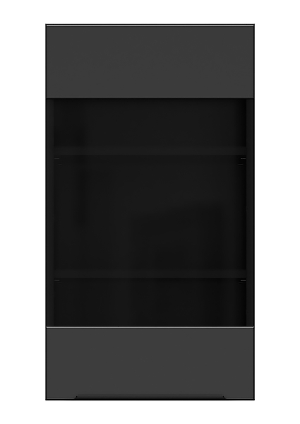 szafka kuchenna górna Sole L6 40 cm z witryną lewa czarny mat, 1042507
