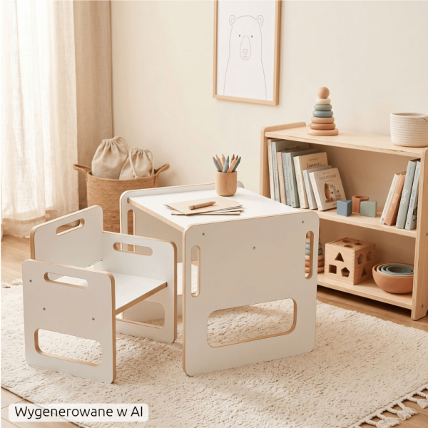 Stolik z krzesełkiem dla dzieci MINO 2-4 lat zestaw do pokoju Verk.design, 10427752