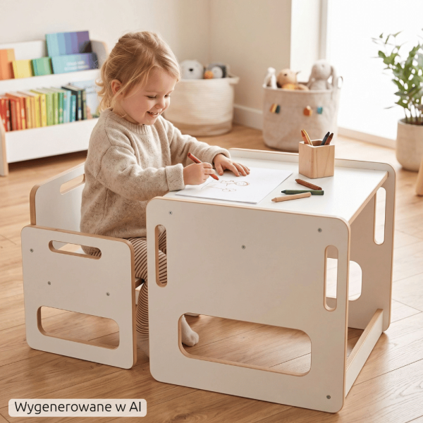 Stolik z krzesełkiem dla dzieci MINO 2-4 lat zestaw do pokoju Verk.design, 10427753