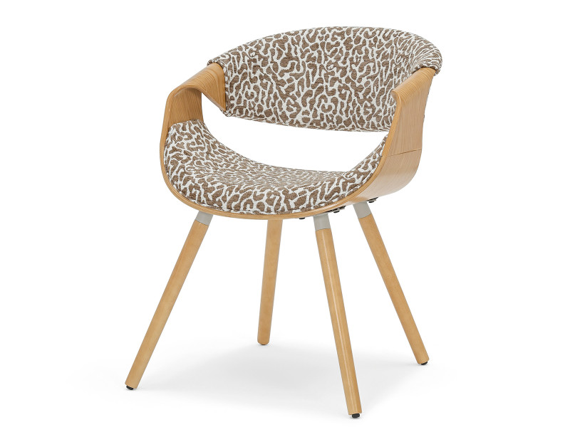 Designerskie krzesło w zwierzęcym wzorze na dębowej ramie BENT, 10439274