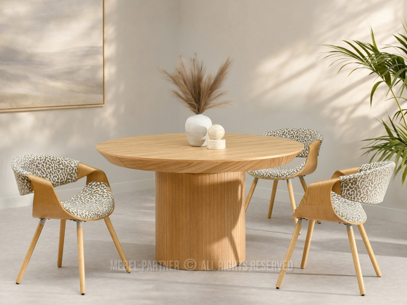 Designerskie krzesło w zwierzęcym wzorze na dębowej ramie BENT, 10439275