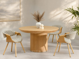 Designerskie krzesło w zwierzęcym wzorze na dębowej ramie BENT