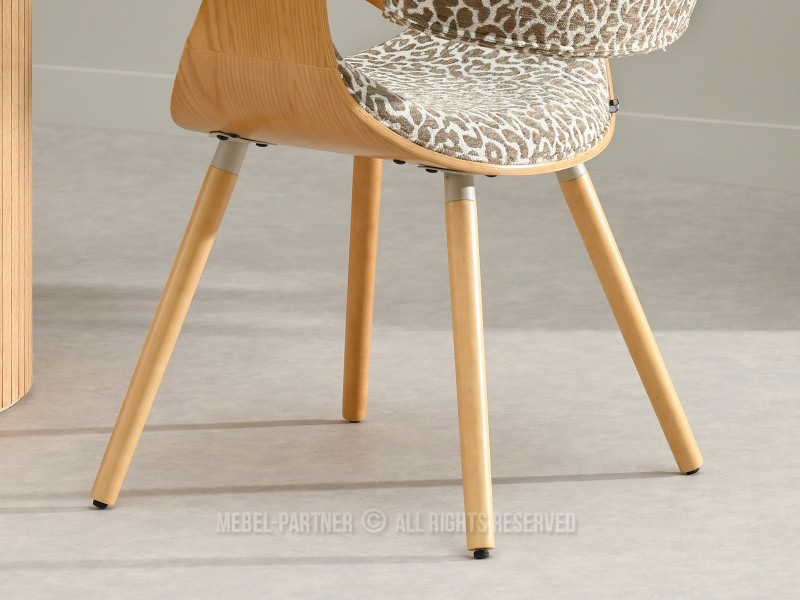 Designerskie krzesło w zwierzęcym wzorze na dębowej ramie BENT, 10439280