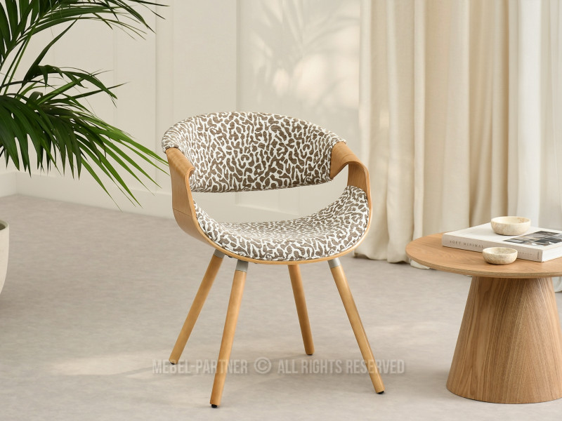 Designerskie krzesło w zwierzęcym wzorze na dębowej ramie BENT, 10439284