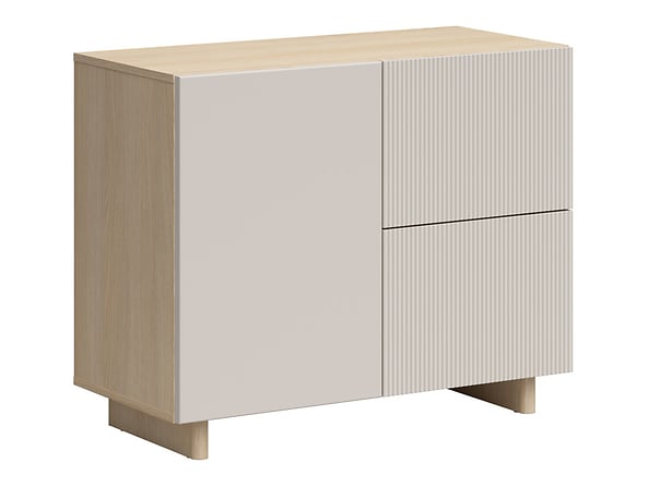 Komoda Calm 90 cm z drzwiami i 2 szufladami dąb lindberg/beż piaskowy, 10447895