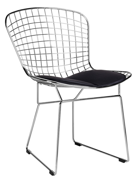 Krzesło NET SOFT chrom - czarna poduszka, metal, 1045821
