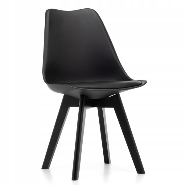Krzesło skandynawskie z poduszką DUBLIN czarny nogi czarne, 1045918