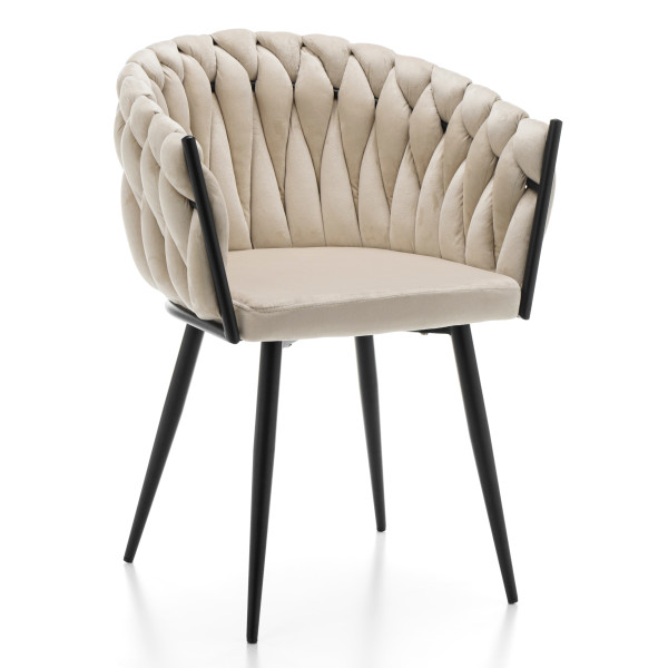 Krzesło tapicerowane glamour welurowe salon LATINA beżowe, 1046008